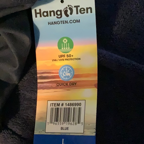 Hang Ten Blue Long Sleeve Quick Dry T Shirt NEW Sz Large UPF 50+ UVA/UVB Sun Tee - Picture 3 of 3